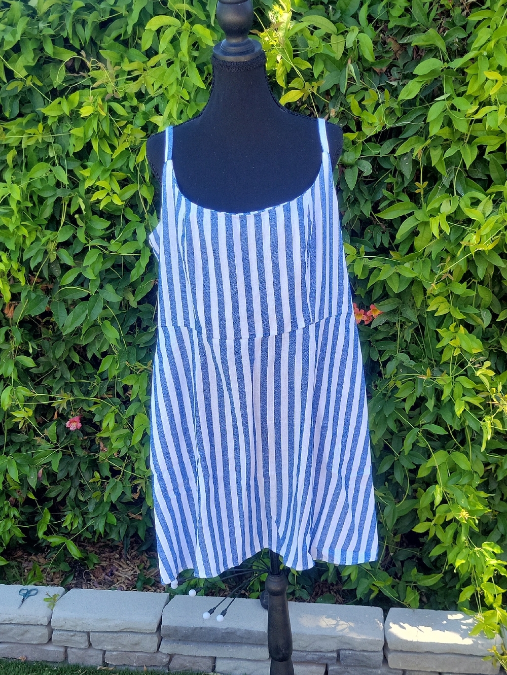 Old NAVY Blue And White Striped Summer Sun Dress Sz XL